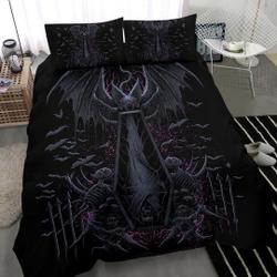 Skull Batwing Skeleton Coffin Shroud Bedding Set Gift For Your Girlfriend Boyfriend Gift For Love Gift For Friend Best Valentine Present Holiday Gift