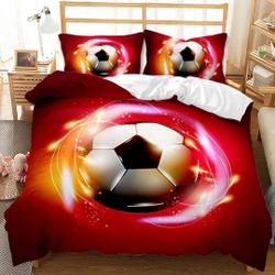Sports Red Bedding Sets White and Black SoccerGift For Your Girlfriend Boyfriend Gift For Love Gift For Friend Best Valentine Present Holiday Gift