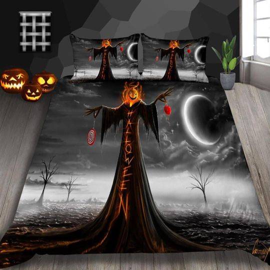 Witchy Pumpkin Halloween Bedding Set Gift For Your Girlfriend Boyfriend Gift For Love Gift For Friend Best Valentine Present Holiday Gift