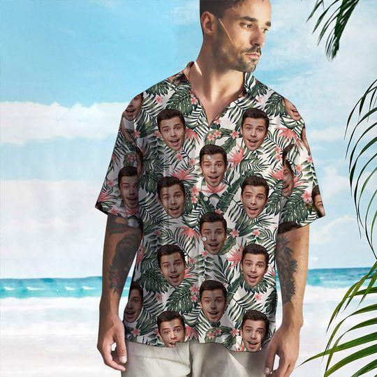 Personalized Photo Hawaiian Shirt, Custom Face Beach Shirt Gift For Your Girlfriend Boyfriend Gift For Love Gift For Friend Best Valentine Present Holiday Gift