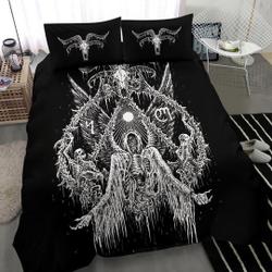 Skull Skeleton Wing Satanic Goat Bedding Set Gift For Your Girlfriend Boyfriend Gift For Love Gift For Friend Best Valentine Present Holiday Gift