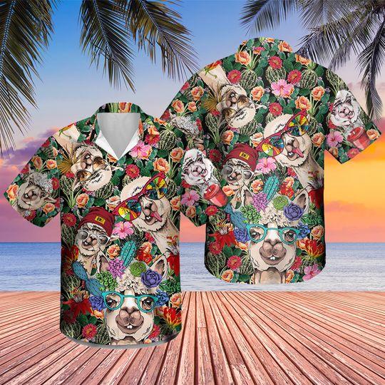 Cactus Flower Funny Llama Hawaiian Shirt Gift For Your Girlfriend Boyfriend Gift For Love Gift For Friend Best Valentine Present Holiday Gift