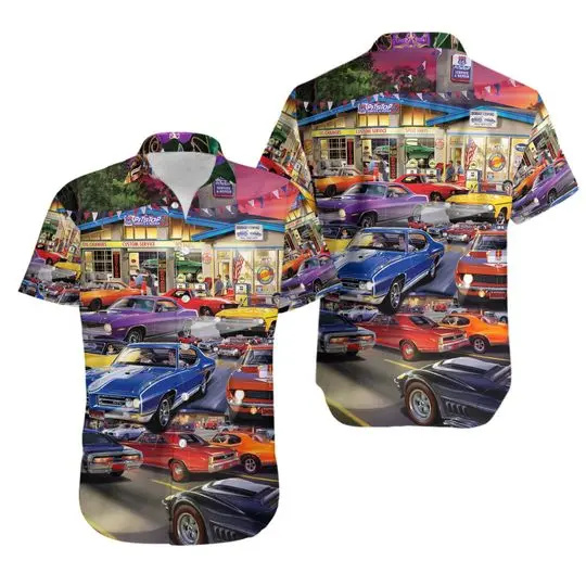 Car Classic Muscle Car Service Hawaiian Shirt, Soft Hawaii Shirt Gift For Your Girlfriend Boyfriend Gift For Love Gift For Friend Best Valentine Present Holiday Gift