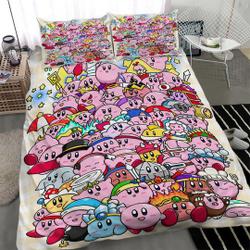 Cartoon Cute Game Kirby Bed Set, 3D Printed Anime Duvet Cover, Cartoon Anime Bedroom Set Gift For Your Girlfriend Boyfriend Gift For Love Gift For Friend Best Valentine Present Holiday Gift