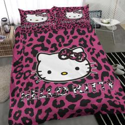 Cartoon Hello Kitty Leopard Bedding Set Gift For Your Girlfriend Boyfriend Gift For Love Gift For Friend Best Valentine Present Holiday Gift