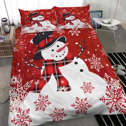 Christmas Snowflake Romantic Red White Bedding Set Gift For Your Girlfriend Boyfriend Gift For Love Gift For Friend Best Valentine Present Holiday Gift