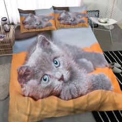 3D Printed Cute Grey Kitten Bedding Set Gift For Your Girlfriend Boyfriend Gift For Love Gift For Friend Best Valentine Present Holiday Gift