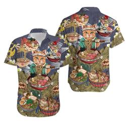 Cat Eating Ramen Lovely Hawaiian Shirt Gift For Your Girlfriend Boyfriend Gift For Love Gift For Friend Best Valentine Present Holiday Gift