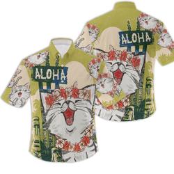 Cat Love Gift, Cat Hawaiian Shirt, Funny Cat Hawaii Shirt, Aloha Hawaiian Shirt Gift For Your Girlfriend Boyfriend Gift For Love Gift For Friend Best Valentine Present Holiday Gift