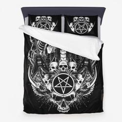 Skull Inverted Pentagram Guitar Bedding Set Gift For Your Girlfriend Boyfriend Gift For Love Gift For Friend Best Valentine Present Holiday Gift