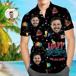 Custom face happy birthday hawaiian shirt Gift For Your Girlfriend Boyfriend Gift For Love Gift For Friend Best Valentine Present Holiday Gift