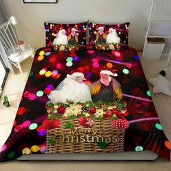 Chicken Couple Mery Christmas Pattern Christmas Bedding SetsGift For Your Girlfriend Boyfriend Gift For Love Gift For Friend Best Valentine Present Holiday Gift