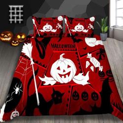 Cute pumpkin happy Halloween Bedding Set Gift For Your Girlfriend Boyfriend Gift For Love Gift For Friend Best Valentine Present Holiday Gift