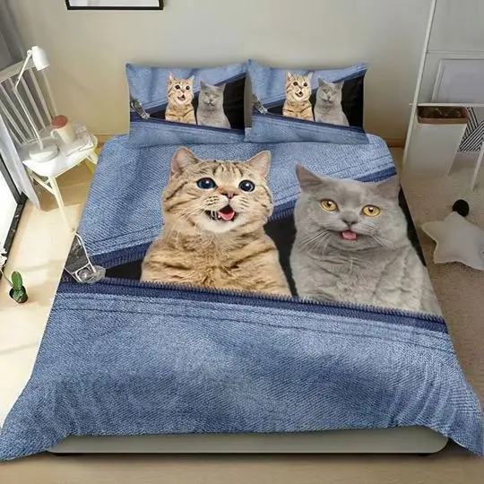 Cat Zipper Christmas Bedding SetsGift For Your Girlfriend Boyfriend Gift For Love Gift For Friend Best Valentine Present Holiday Gift