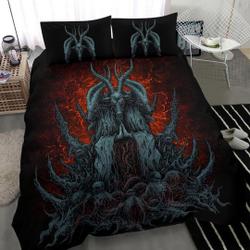 Skull Satanic Goat Bedding Set Gift For Your Girlfriend Boyfriend Gift For Love Gift For Friend Best Valentine Present Holiday Gift
