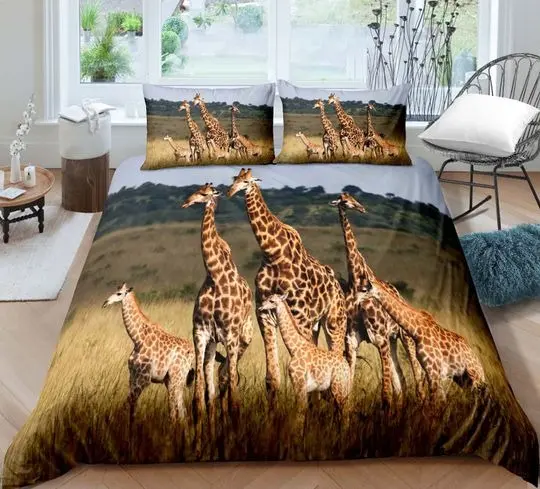 Giraffe Comforter Cover Twin Size Animal Duvet Cover Cute Funny Animal Giraffe Print Bedding Set for Kids Bedroom Tropical Jungle Giraffes