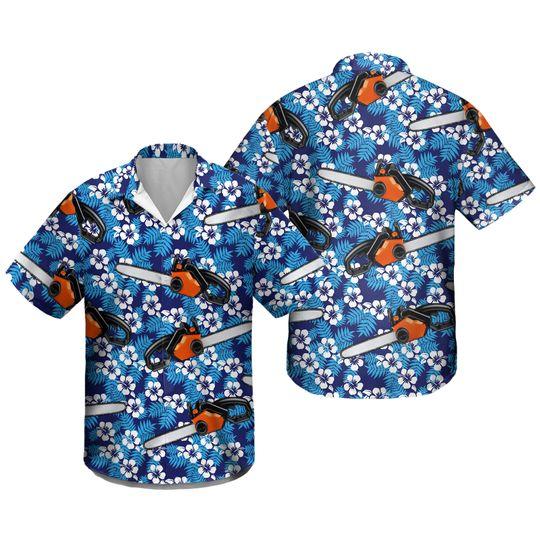 Chainsaw Hawaiian Shirt, Arborist Beach Shirt, Arborist Summer Shirt Gift For Your Girlfriend Boyfriend Gift For Love Gift For Friend Best Valentine Present Holiday Gift
