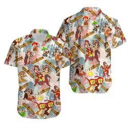 Chip And Dale Disney Hawaiian Summer Tropical Print Vacation Button Down Shirt Gift For Your Girlfriend Boyfriend Gift For Love Gift For Friend Best Valentine Present Holiday Gift