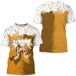Chip & Dale Chipmunks Brown Splatter Paint Disney Graphics Cartoon 3D Tshirt Meaningful Gift For Family Gift For Boyfriend Valentine Gift