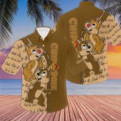 Chipmunks Chip & Dale Brown Stripes Disney Hawaiian Shirt Gift For Your Girlfriend Boyfriend Gift For Love Gift For Friend Best Valentine Present Holiday Gift