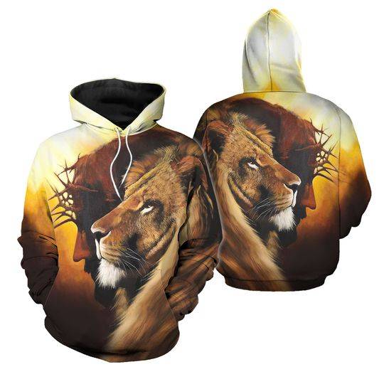 Christian Jesus Lion 3D Pullover Hoodie
