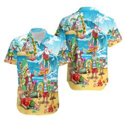 Christmas In July Santa Claus Surfing Hawaii Shirt Gift For Your Girlfriend Boyfriend Gift For Love Gift For Friend Best Valentine Present Holiday Gift