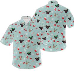 Christmas Mickey & Minnie Reindeers Disney Hawaiin T Shirt Gift For Your Girlfriend Boyfriend Gift For Love Gift For Friend Best Valentine Present Holiday Gift