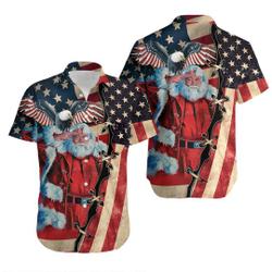 Christmas patriot santa clause Hawaiian Shirt Gift For Your Girlfriend Boyfriend Gift For Love Gift For Friend Best Valentine Present Holiday Gift