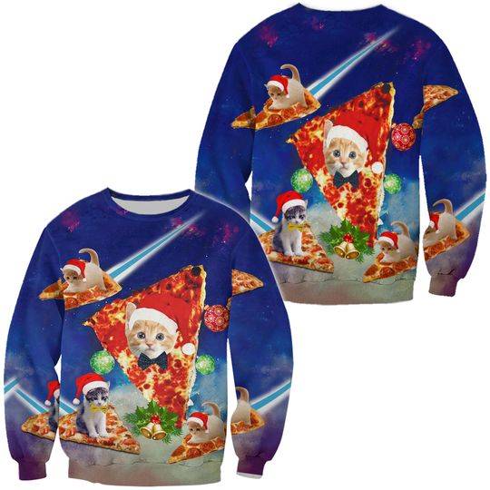 Christmas Pizza Cat 3D Hoodie