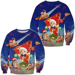 Christmas Pizza Cat 3D Hoodie