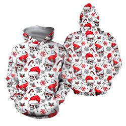 Christmas Skull Candy Cane 3D Hoodie