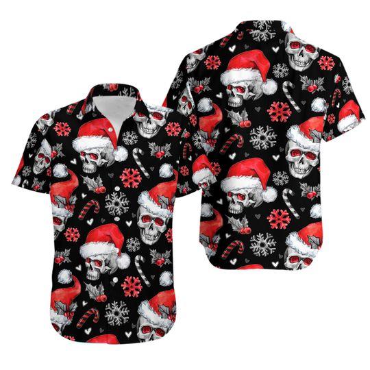 Christmas Skull Hawaiian Shirt Gift For Your Girlfriend Boyfriend Gift For Love Gift For Friend Best Valentine Present Holiday Gift