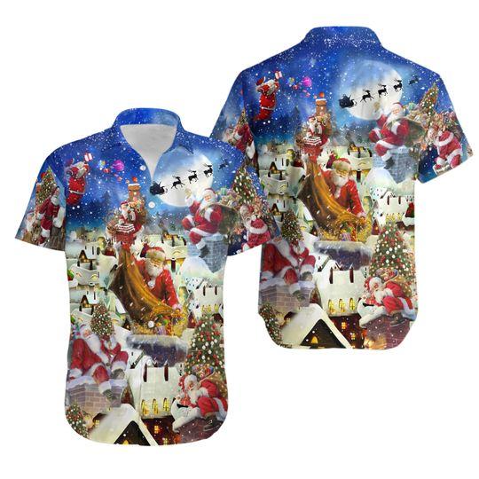 Christmas Up On Rooftop Santa's Busiest Night Hawaiian Shirt Gift For Your Girlfriend Boyfriend Gift For Love Gift For Friend Best Valentine Present Holiday Gift