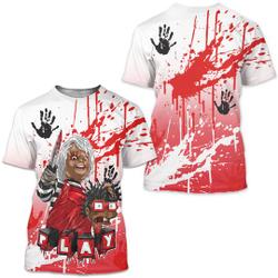 Chucky Chuckie Kills Halloween Reverse Black Toe 1s Gifts Matching 3D T-Shirt Meaningful Gift For Family Gift For Boyfriend Valentine Gift
