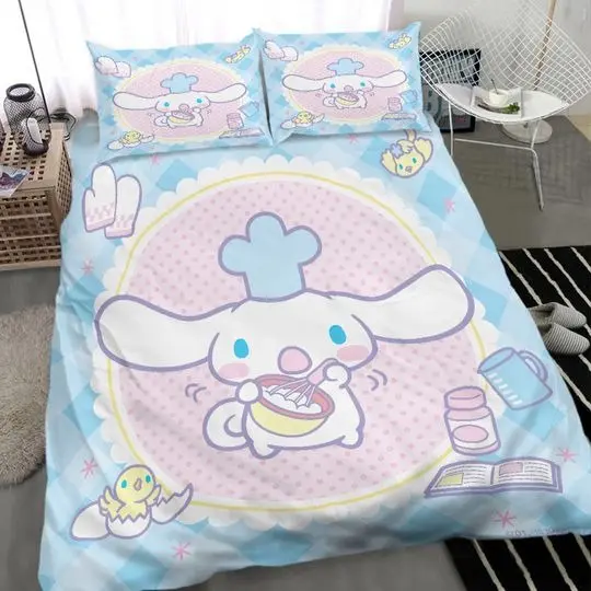 Cinnamoroll Duvet, Kawaii Cartoon Bedding Set Gift For Your Girlfriend Boyfriend Gift For Love Gift For Friend Best Valentine Present Holiday Gift