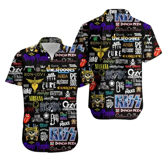 Classic Rock Unisex Hawaiian Shirt ,Rock Hawaiian Shirt Gift For Your Girlfriend Boyfriend Gift For Love Gift For Friend Best Valentine Present Holiday Gift
