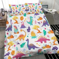 Colorful Cute Dinosaurs Bedding, Duvet Cover Set & PillowcasGift For Your Girlfriend Boyfriend Gift For Love Gift For Friend Best Valentine Present Holiday Gift