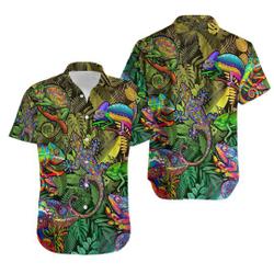Colorful Lizard Green Tropical  Hawaiian Shirts Gift For Your Girlfriend Boyfriend Gift For Love Gift For Friend Best Valentine Present Holiday Gift
