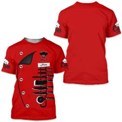 Cook T Shirts 3D Custom Name Chef Knives Red Shirt Meaningful Gift For Family Gift For Boyfriend Valentine Gift