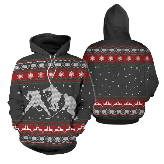Cool Hockey Ugly Christmas Unisex Hoodie