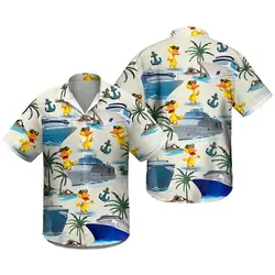 Cruising Duck Hawaiian Shirt - Gift For Cruise Trips - Duck & Cruise Pattern Gift For Your Girlfriend Boyfriend Gift For Love Gift For Friend Best Valentine Present Holiday Gift