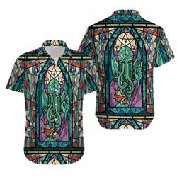 Cthulhu Church Stained Glass Hawaii Shirt Gift For Your Girlfriend Boyfriend Gift For Love Gift For Friend Best Valentine Present Holiday Gift