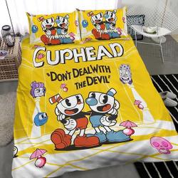 Cuphead Bedding Set, Gamer Blanket, Cuphead and Mugman Birthday Bedding Set Gift For Your Girlfriend Boyfriend Gift For Love Gift For Friend Best Valentine Present Holiday Gift