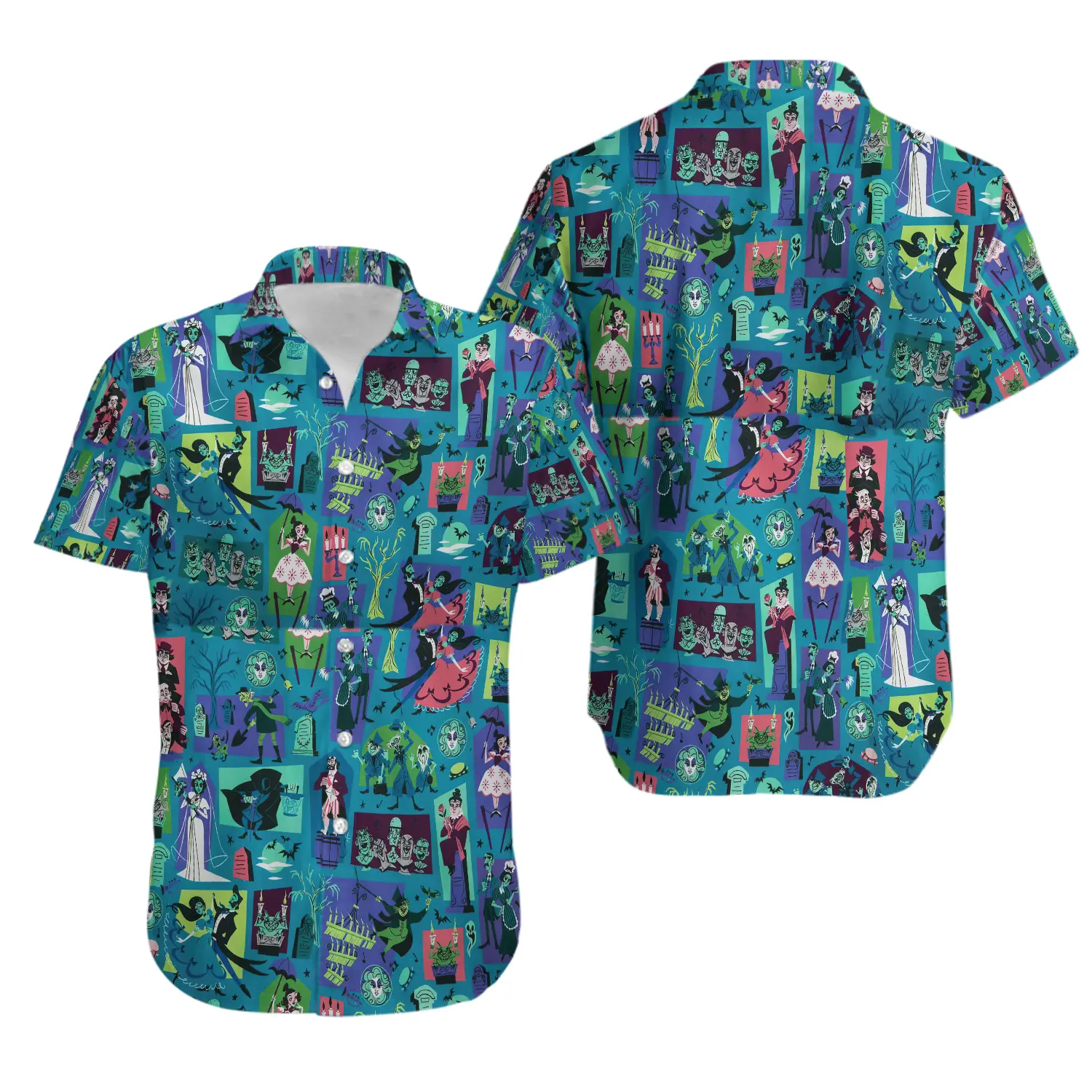 Custom Haunted Mansion Funny Hawaiian Button Up Shirt, Summer Beach Trip Family Hawaiian Shirt, Button Up Hawaii Shirt