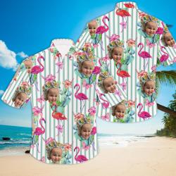 Custom Face Flamingo Aloha Perfect Hawaiian Shirt Gift For Your Girlfriend Boyfriend Gift For Love Gift For Friend Best Valentine Present Holiday Gift