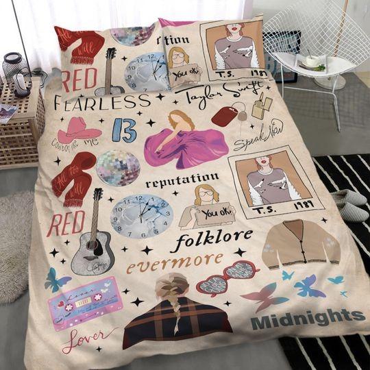 Custom Name Taylor Eras Tour Bedding-Set, Eras Tour Bedding Set Gift For Your Girlfriend Boyfriend Gift For Love Gift For Friend Best Valentine Present Holiday Gift