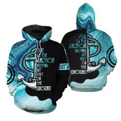 Custom Personalize Couple Love His Anchor Her Wings 3D Hoodie