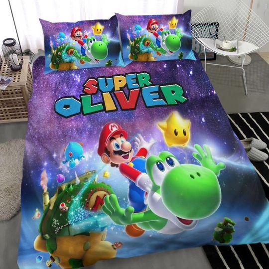Custom Su.per M.a.r.i.o Bros Movie Bedding Set Gift For Your Girlfriend Boyfriend Gift For Love Gift For Friend Best Valentine Present Holiday Gift