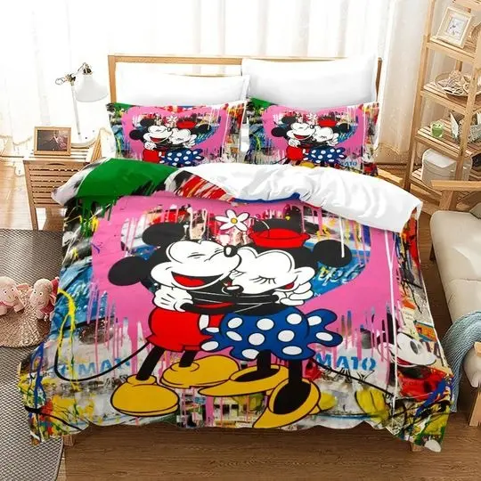 Mickey and friends bedding Set Gift For Your Girlfriend Boyfriend Gift For Love Gift For Friend Best Valentine Present Holiday Gift