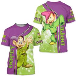 Cute Dopey & Dwarfs Pattern Disney Cartoon 3D T-Shirts Meaningful Gift For Family Gift For Boyfriend Valentine Gift